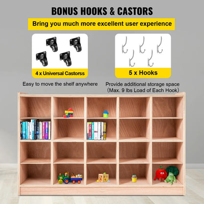 BENTISM Classroom Storage Cabinet Preschool Storage Shelves Wooden 8 Grids Toys Books