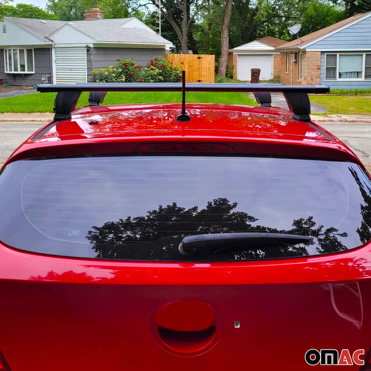 OMAC Fix Point Roof Racks Cross Bars for Tesla Model S 2012-2017 Black 2 Pcs Anti-Theft for Travel Kayak Canoe Surf Ski Snowboard Camping