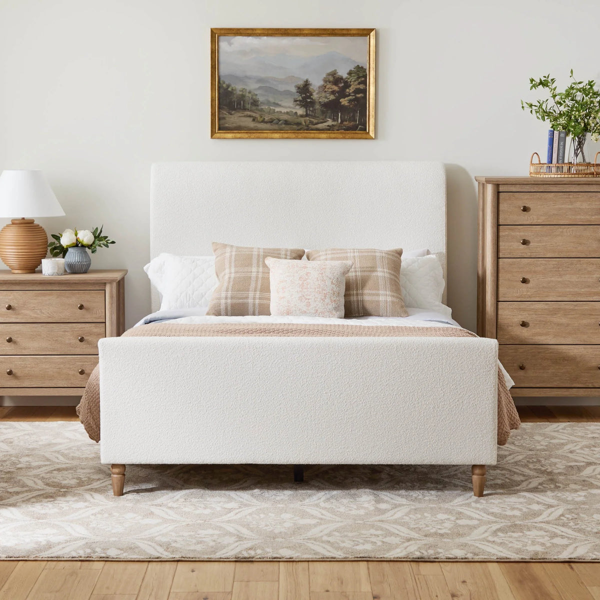 My Texas House Flynn Boucle Platform Bed, Queen, Cream