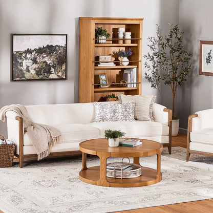 My Texas House Haven Round Coffee Table with Warm Brown Finish