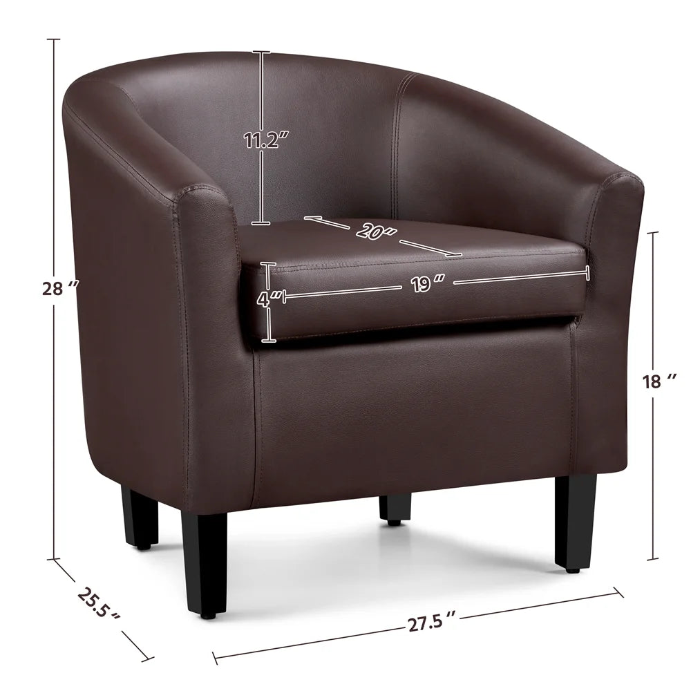 Yaheetech Faux Leather Accent Arm Chair For Living Room, Black