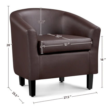 Yaheetech Faux Leather Accent Arm Chair For Living Room, Black