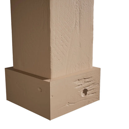 Ekena Millwork 18"W x 5'H Hand Hewn Endurathane Faux Wood Non-Tapered Square Column Wrap with Standard Capital & Base