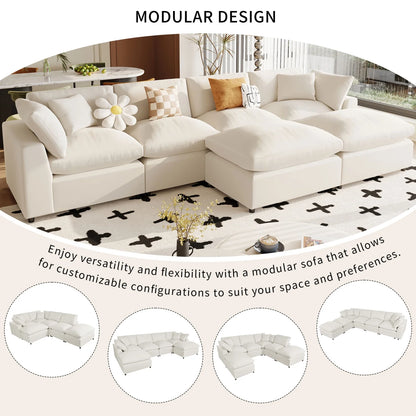Harper & Bright Designs Convertible Modular Sectional Sofa with 2 Removable Ottomans & Pillows, Large U Shape Cloud Couch with Reversible Chaise for Living Room, Grey