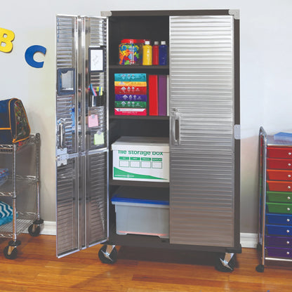 Seville Classics UltraHD Steel Body Lockable Storage Filing Cabinet Organizer Locker Shelving Unit 36" W x 18" D x 72" H, Granite