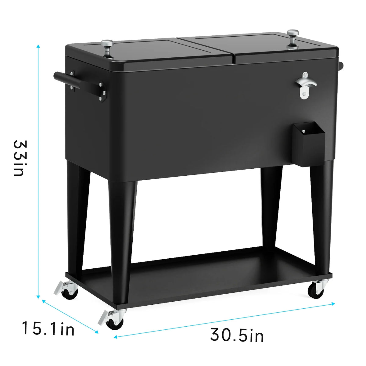 FreeLung 80QT Rolling Cooler Cart with Wheels Ice Chest Outdoor Backyard Coolers on Wheels Silver