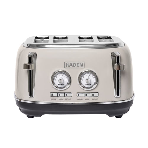 HADEN Dorset Stainless Steel 4-Slice Toaster with Browning Control, Cancel, Reheat and Defrost Settings