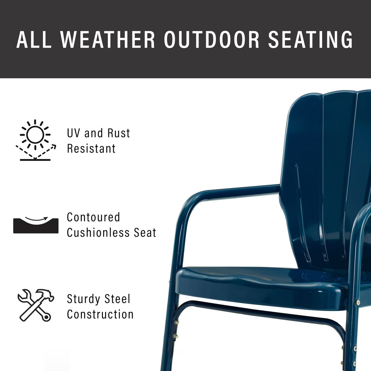 Crosley Ridgeland 2Pc Outdoor Metal Armchair Set - 2 Chairs-Color:Bright Red Gloss