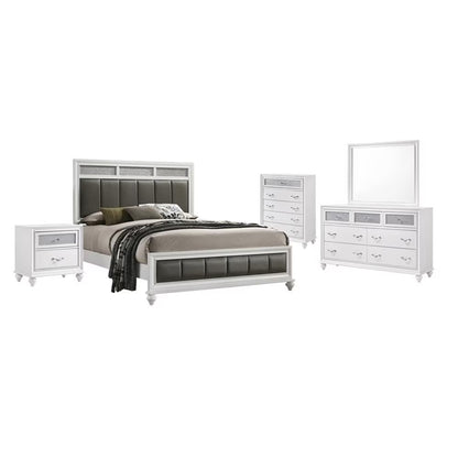 Maklaine 5-piece California King Panel Wood Bedroom Set White and Gray