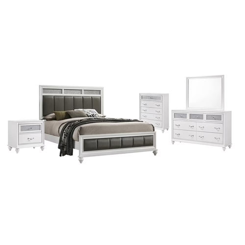 Maklaine 5-piece California King Panel Wood Bedroom Set White and Gray