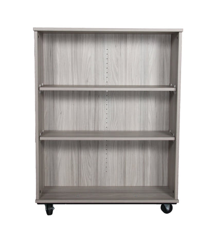 Tot Mate Open Double Sided 3 Tier Mobile Shelves Wooden Classroom Bookcase, Red, 36"W x 23"D x 48"H