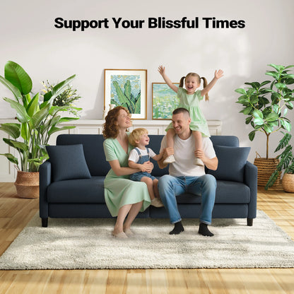 Domusensus Sofas for Living Room, 82" Loveseat Sofa, Couches for Living Room Included 2 Pillows, Teddy Fleece Love Seat Couches, Small Couch, Blue