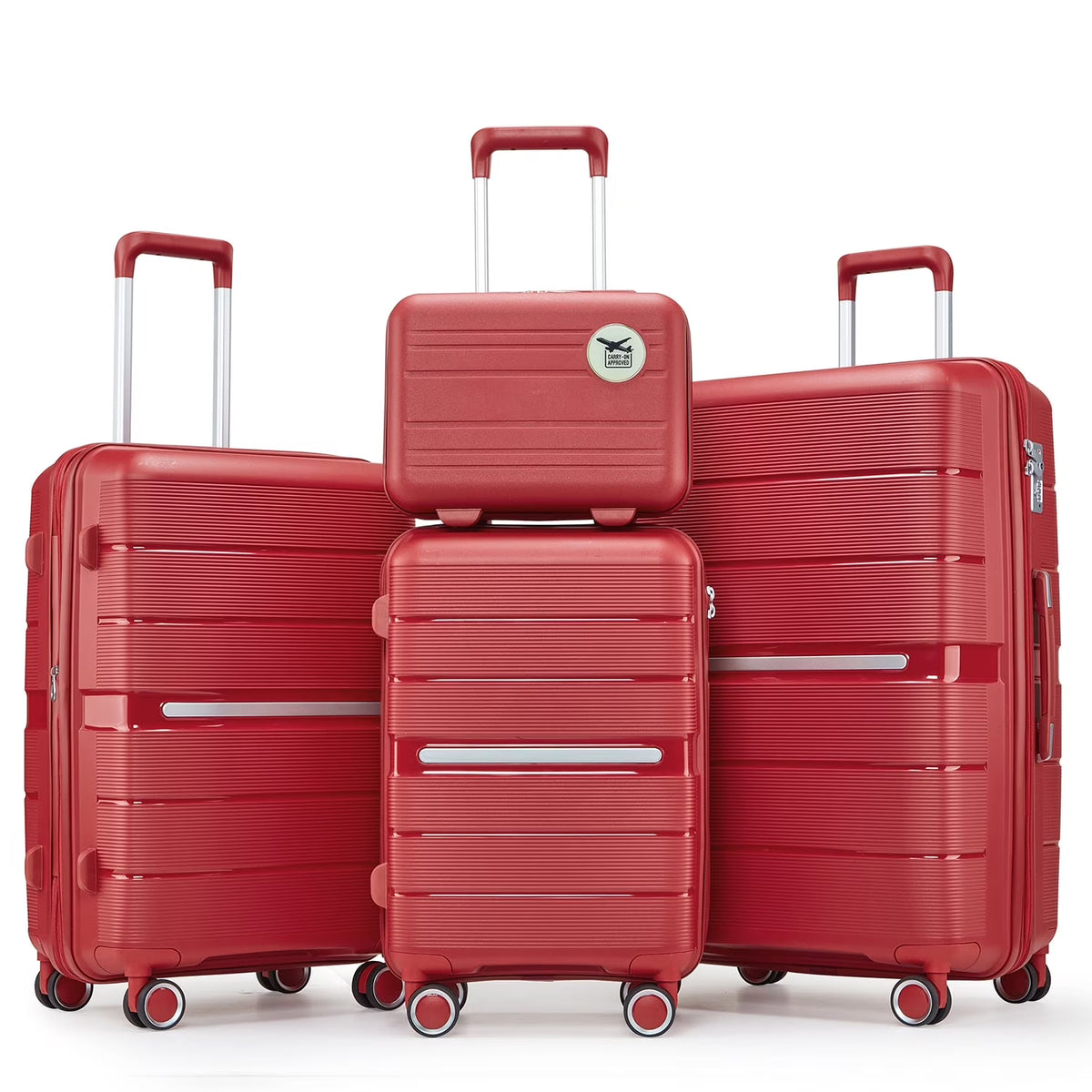 4 Piece Luggage Set, Expandable Lightweight Suitcase Set, PP Materials Travel Luggage with TSA Lock Spinner Wheels, White (14/20/24/28)