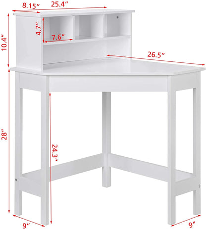 UTEX Kids Desk,Wooden Study Desk with Chair for Children,Writing Desk with Storage and Hutch for Home School Use,White