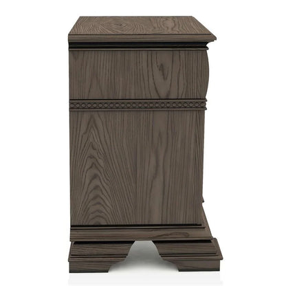 FOA Charo 6pc Gray Wood Bedroom Set-King Nightstands??����?��?