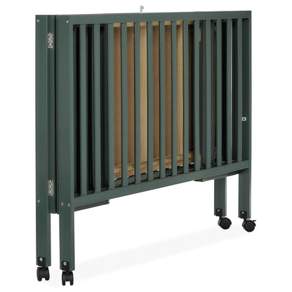 Dream On Me Quinn Full-Size Folding Crib. Removable Wheels. Modern Nursey. Adjustable Mattress Support. Patent Folding System in Olive