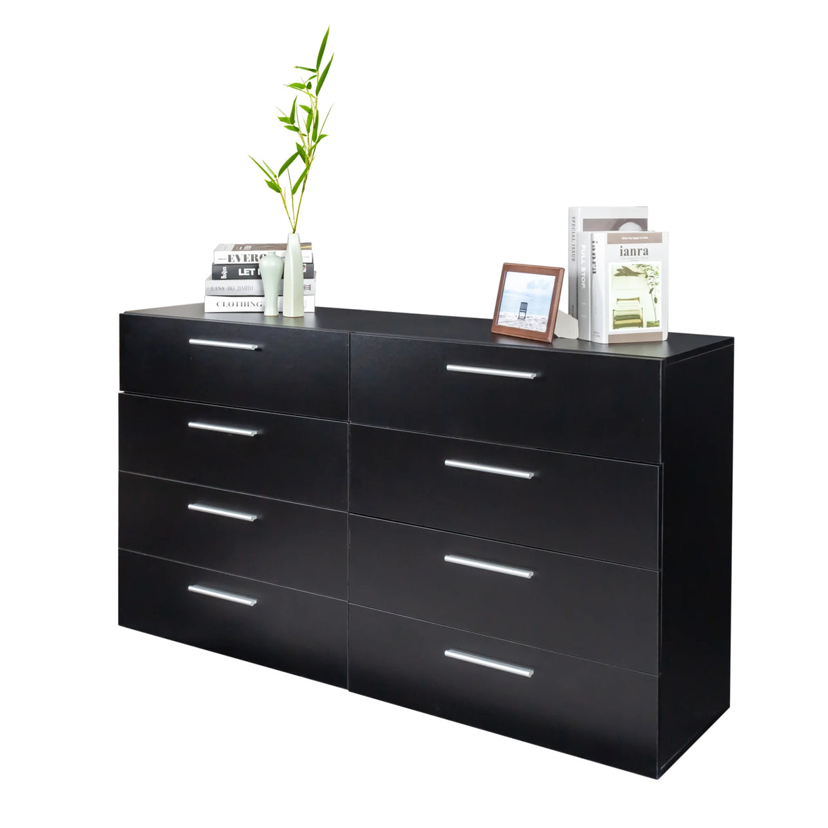 Ktaxon Bedroom Dresser with 6 Drawers, Wooden Double Dresser for Entryway, Wide Storage Cabinet for Living Room, Black
