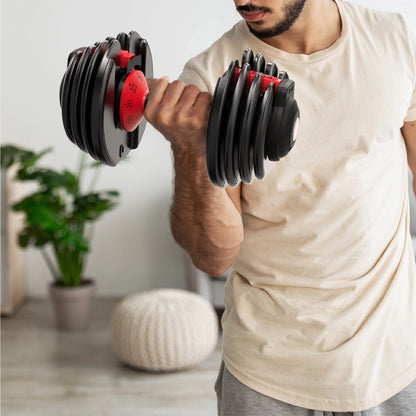 FitRx Adjustable Dumbbells 2-Pack, 25lb SmartBell Dumbbell Set with 9-in-1 Quick-Select Weights, 2.5lb Increments for Home Gym