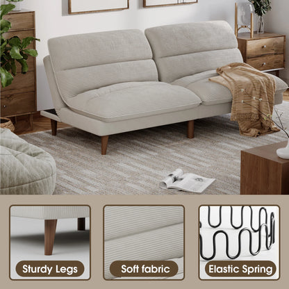 Homall Futon sofa, Two Seat Adjustable Sofa, Corduroy Fabric, Upholstered Sofa, Sofa Changeable into Bed, Leisure Reading and Games, Green