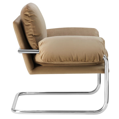 Accent Chair, Brown, Velvet, Living Room Lounge Cafe Lobby Hospitality Restaurant, Modern Contemporary, HB37765