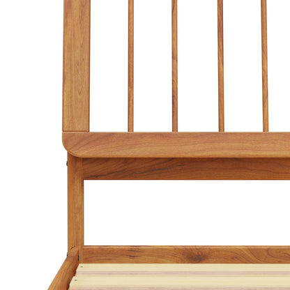 Walker Edison Mid-Century Modern Slatted Solid Wood Queen Bedframe, Natural Pine