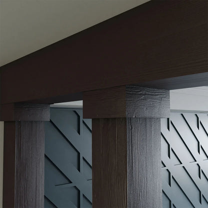Ekena Millwork 18"W x 5'H Hand Hewn Endurathane Faux Wood Non-Tapered Square Column Wrap with Standard Capital & Base