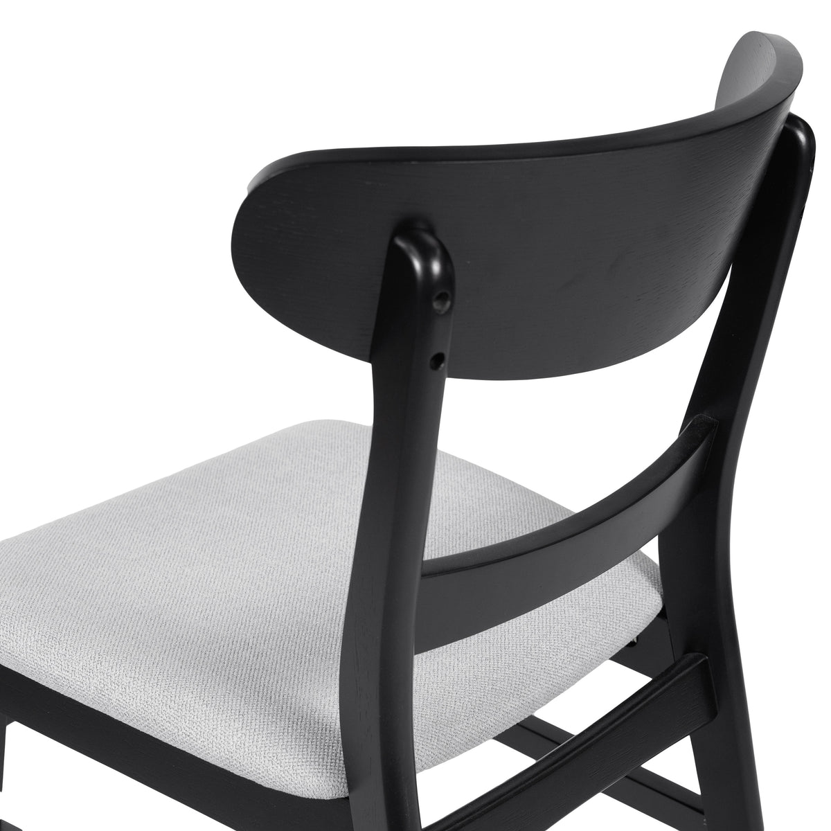 GDFSTUDIO Mid Century Modern Fabric Upholstered Rubberwood Dining Chairs, Set of 2, Dark Gray and Walnut