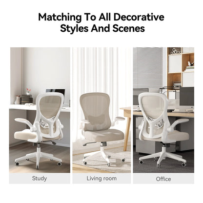 Hbada Office Chair, Ergonomic Desk Chair, Computer Mesh Chair with Lumbar Support and Flip-up Arms, Gray