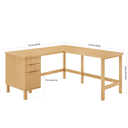 Better Homes & Gardens Lillian Fluted L-Shape Desk, Natural Pine Finish