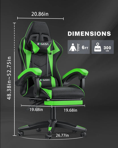 Bigzzia Gaming Chair with Footrest, Gaming Chair for Adult with Headrest and Lumbar Support,Red