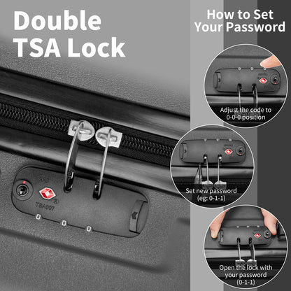 Zimtown 3 Piece Nested Spinner Suitcase Luggage Set With TSA Lock Royal Blue