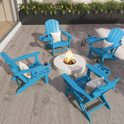 FOOWIN HDPE Plastic Adirondack Chairs Set of 4, Black