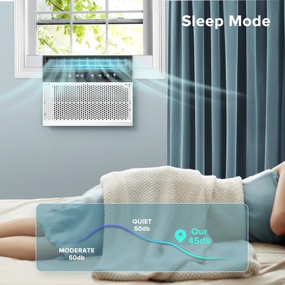 KISSAIR 12,000 BTU U Shaped Window Air Conditioner 6-in-1 Mode with Remote Control 24-Hour Timing for Room/Office/Apartment Cools up to 550 Sq.ft