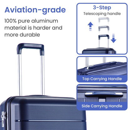 4 Piece Luggage Set, Expandable Lightweight Suitcase Set, PP Materials Travel Luggage with TSA Lock Spinner Wheels, White (14/20/24/28)