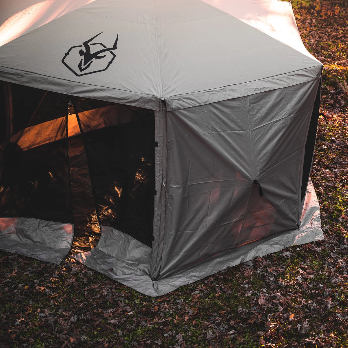 Gazelle Tents™,G6 6-Sided Portable Gazebo with TriTech Mesh, Easy Pop-Up Hub Screen Tent, Waterproof, UV Resistant, 8-Person & Table, Desert Sand, 86" x 124" x 124", GK914, Includes 3 Wind Panels
