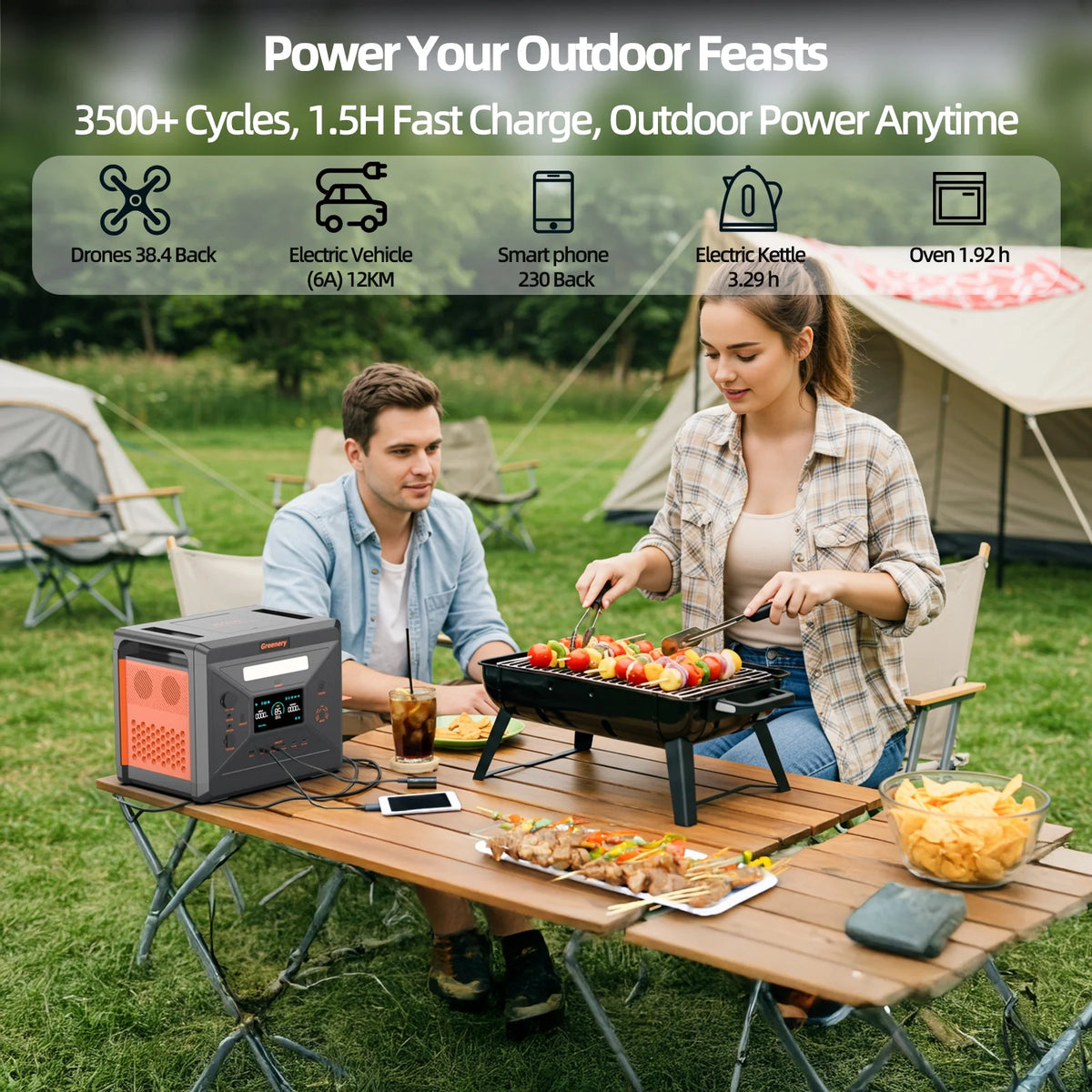 Solarplay 2400W(4800W Peak) Solar Generator, with 400W Solar Panel,2160Wh Portable LiFePO4 Battery Power Station for Camping Home Backup RV