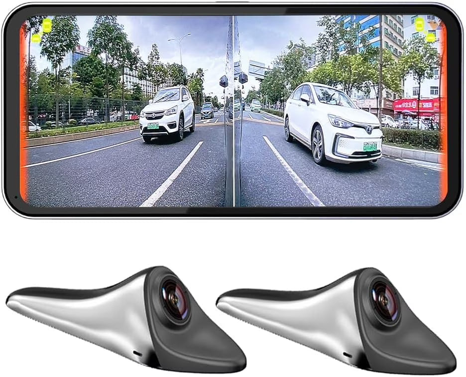 PDZGZ Left and Right Blind spot Side View Backup Camera System for Car with Monitor, Black, 6.25"