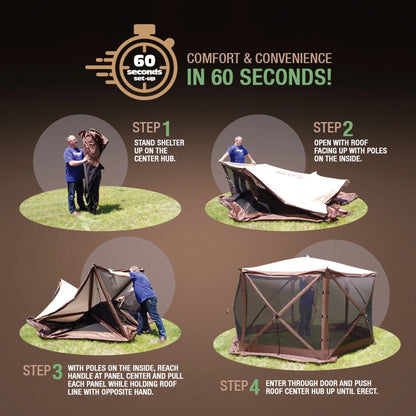 CLAM Quick-Set Pavilion 12.5 x 12.5' Portable Outdoor Canopy Shelter, Green