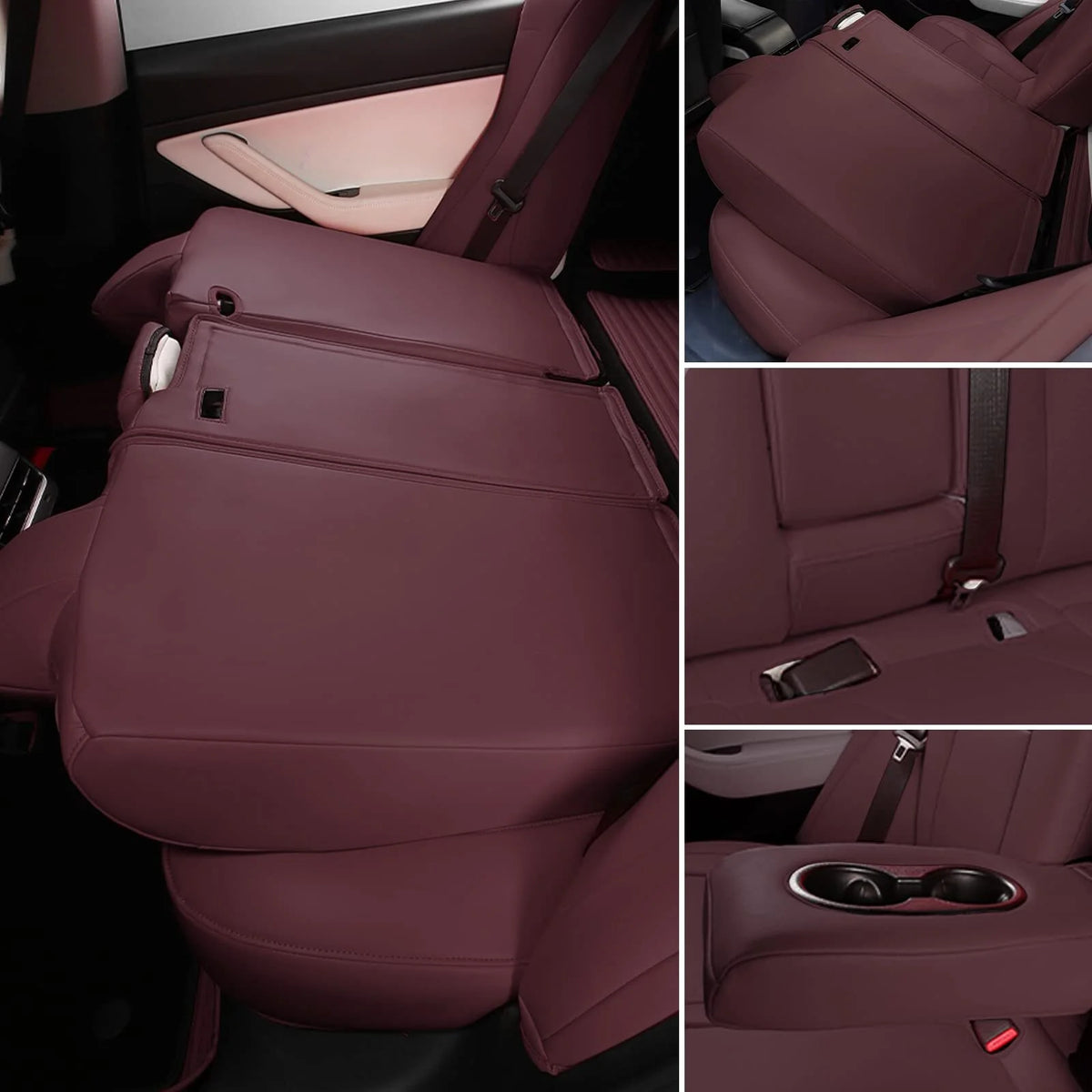 AOMSAZTO Car Seat Cover for Tesla Model Y 2023 2024 - Full Set Customized Faux Leather Seat Covers (Black,5 Seater)