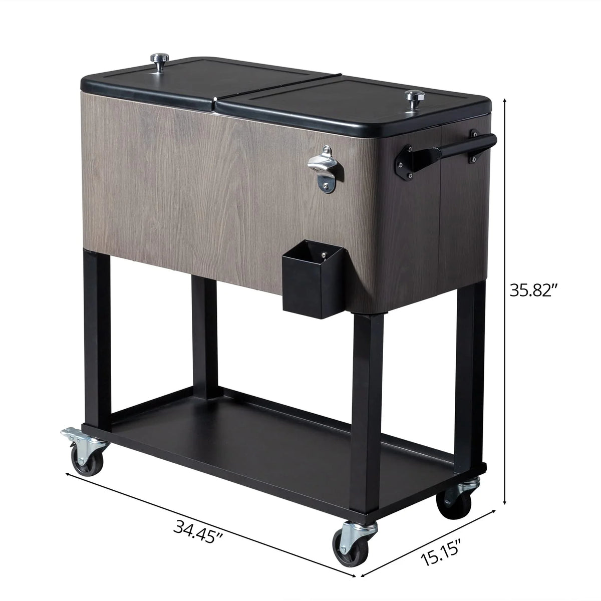 BNSPLY 80 Quart Outdoor Cooler Cart Rolling Ice Chest Cooler Cart, Portable Patio Cooler with Bottle Opener, Handles and Drainage, Standing Cooler for Patio Party, Camping and BBQ, Mint Green