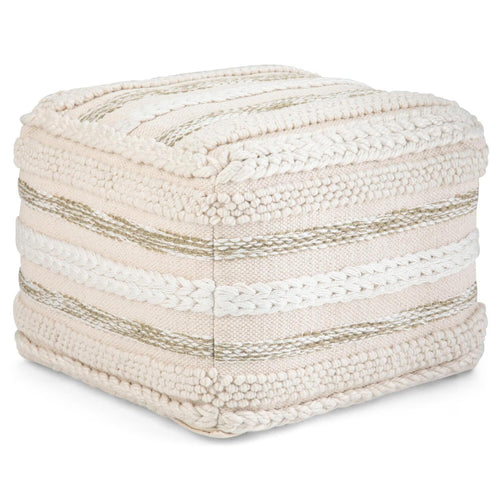 Sommer Boho Square Pouf in Natural Handloom Woven Pattern