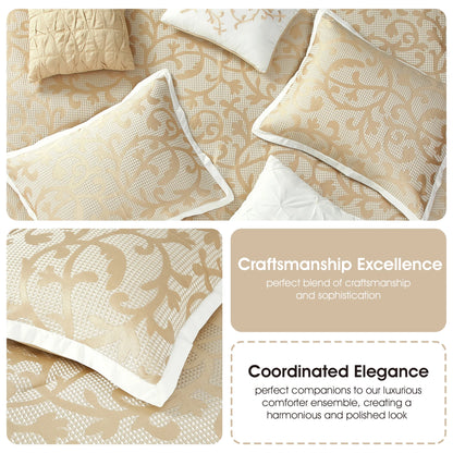 Lanco Smoke Grey Comforter Set California King Size, 9 Piece Jacquard Floral Bedding Set, All Season, Ultra-Soft, Matching Pillows & Shams, Bed Skirt