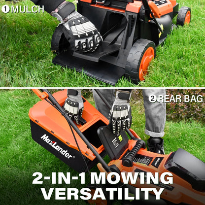 Lawn Mowers Maxlander Electric Lawn Mower Cordless (2-in-1),13 Inch 20V Battery Powered Lawn Mower with Brushless Motor, 5-Position Height Adjustment, 1 pcs 4.0Ah Batteries and Charger Included
