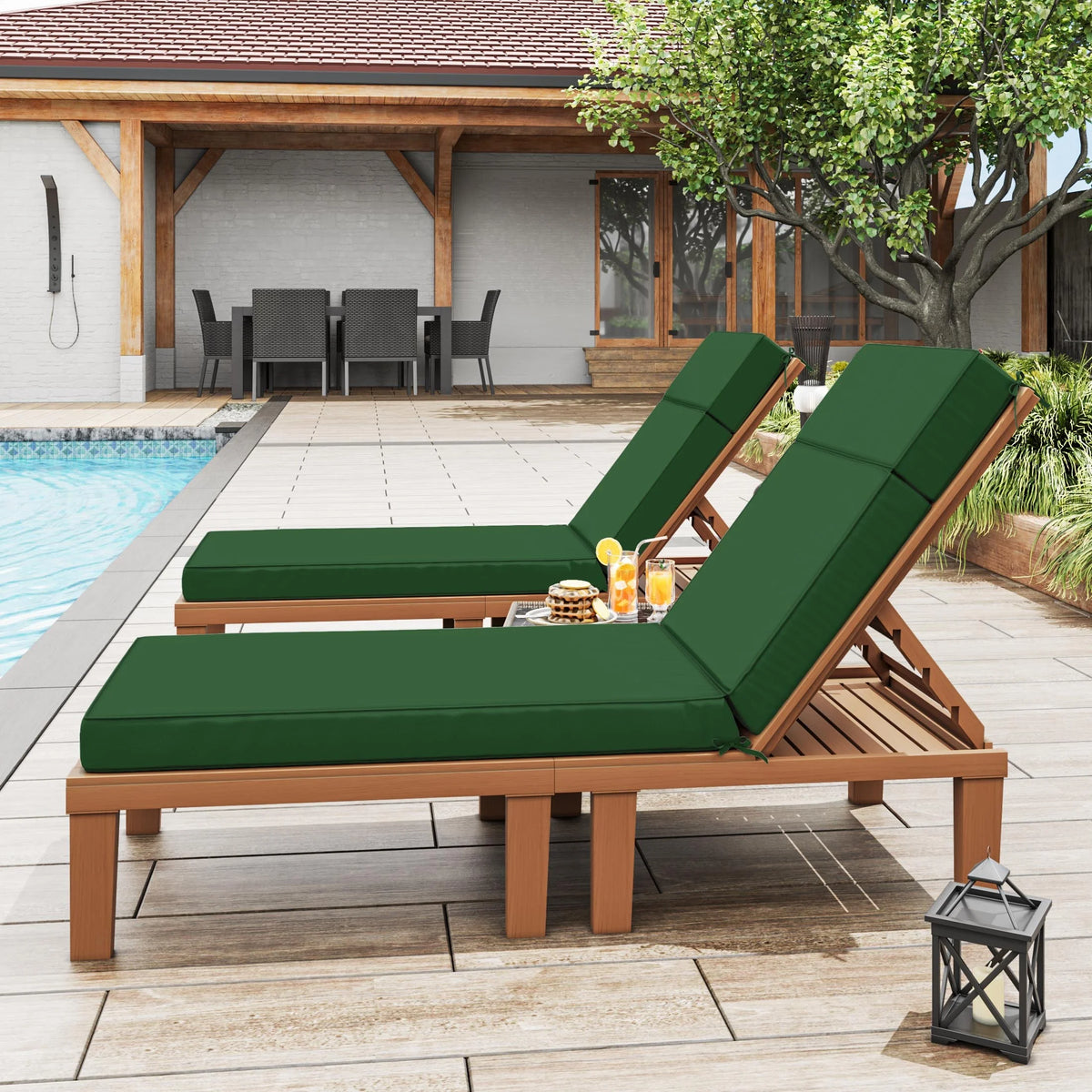 Kimunuk Outdoor Chaise Lounge Cushions set of 2, 80" x 26" x 4" Waterproof Pool Beach Recliner Replacement Cushions with Ties, Navy