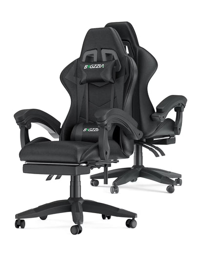 Bigzzia Gaming Chair with Footrest, Gaming Chair for Adult with Headrest and Lumbar Support,Red
