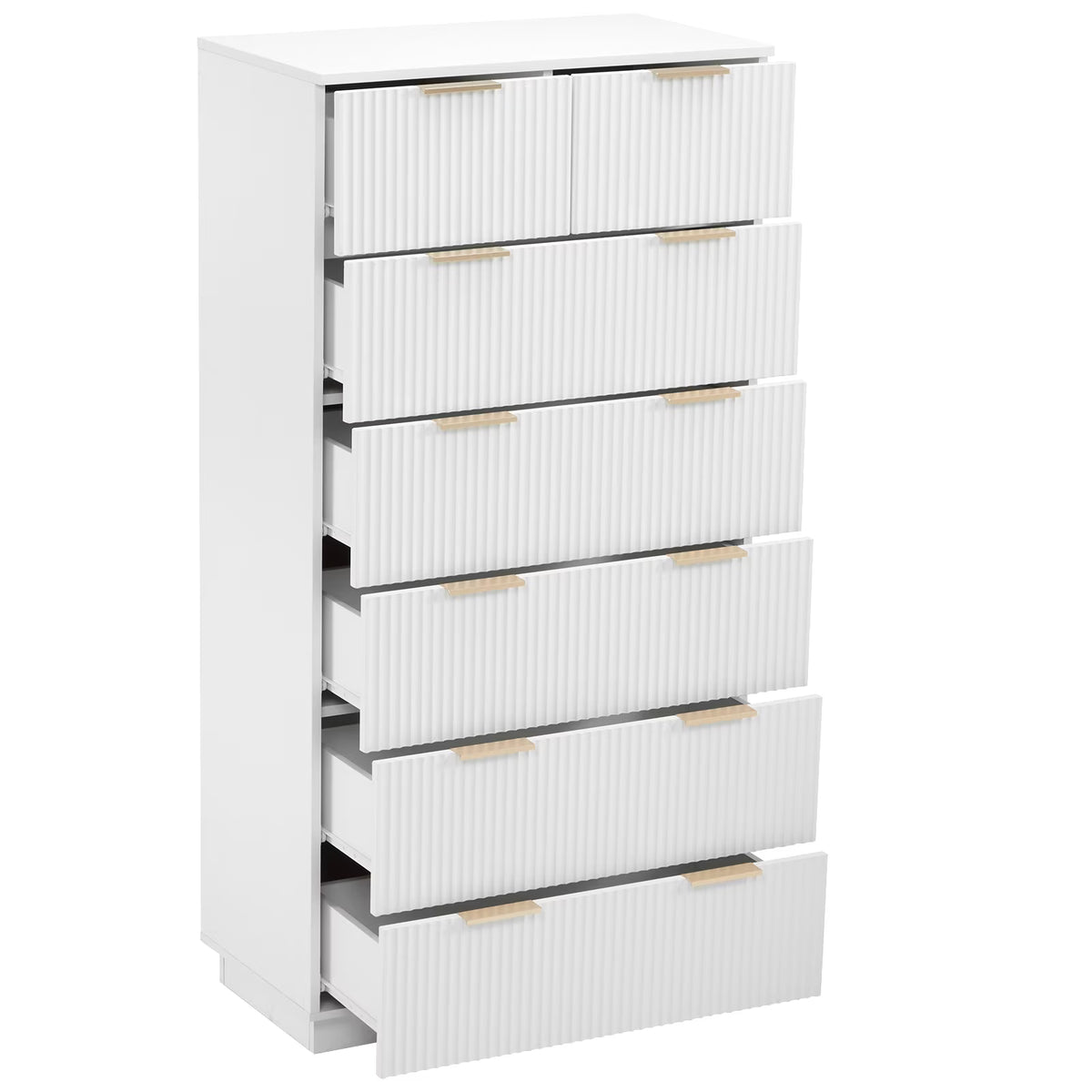 UBesGoo Dresser for Bedroom Wood 4 Drawers Dressers, Fluted Modern Dresser, White