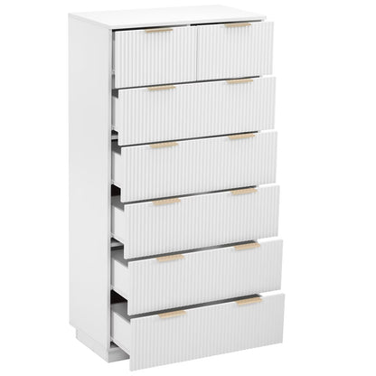 UBesGoo Dresser for Bedroom Wood 4 Drawers Dressers, Fluted Modern Dresser, White