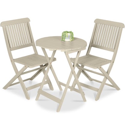 Best Choice Products 3-Piece Acacia Wood Bistro Set, Folding Patio Furniture w/ 2 Chairs, Table - Natural