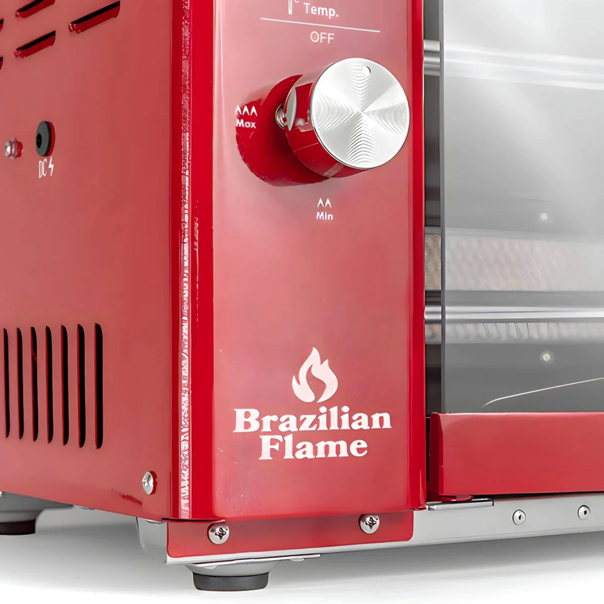 Brazilian Flame 2-Skewer Brazilian Rotisserie Electric Grill in Red