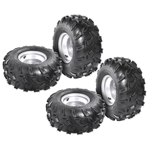 4 Pack 18x9.5-8 18x9.50-8 Tubeless Tire w/ 8" inch Wheel Rim 4 Bolt Pattern for ATV Quad Buggy Go Kart Lawn Mower 4 Wheelers Mini Bike Golf Cart Garden Tractor Utility Cart Turf Tires (4pcs)